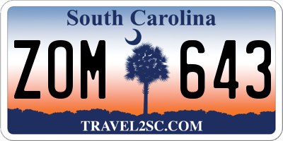 SC license plate ZOM643