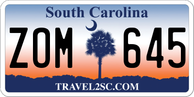 SC license plate ZOM645
