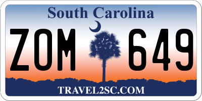 SC license plate ZOM649