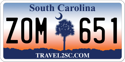 SC license plate ZOM651