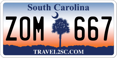 SC license plate ZOM667