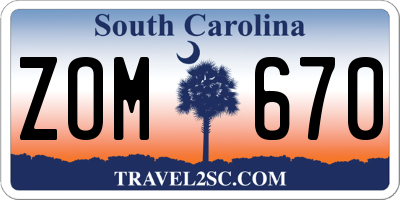 SC license plate ZOM670