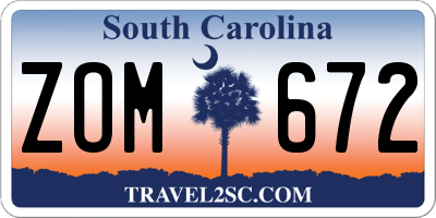 SC license plate ZOM672