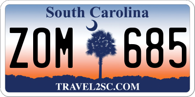 SC license plate ZOM685