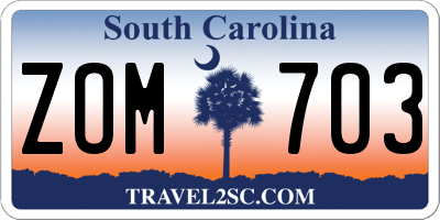 SC license plate ZOM703