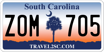SC license plate ZOM705