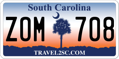 SC license plate ZOM708
