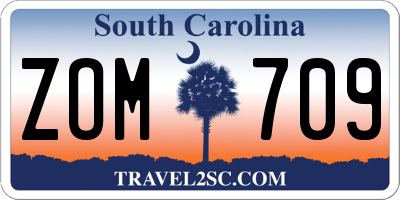 SC license plate ZOM709