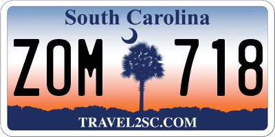 SC license plate ZOM718