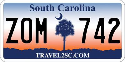 SC license plate ZOM742