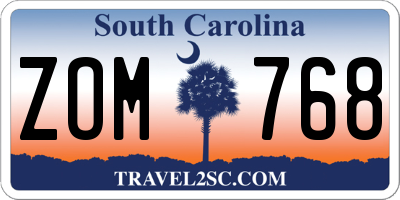 SC license plate ZOM768