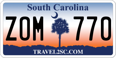 SC license plate ZOM770