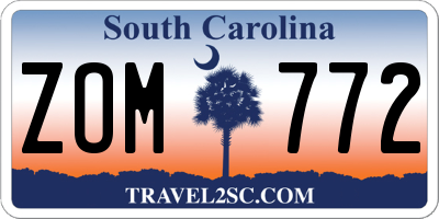 SC license plate ZOM772