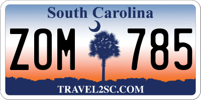 SC license plate ZOM785