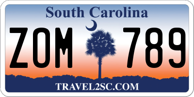 SC license plate ZOM789