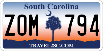 SC license plate ZOM794