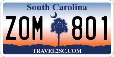 SC license plate ZOM801