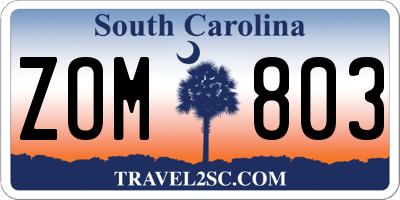 SC license plate ZOM803