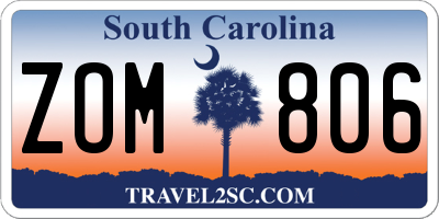 SC license plate ZOM806