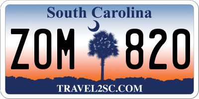SC license plate ZOM820