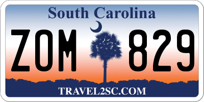 SC license plate ZOM829