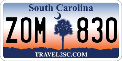 SC license plate ZOM830