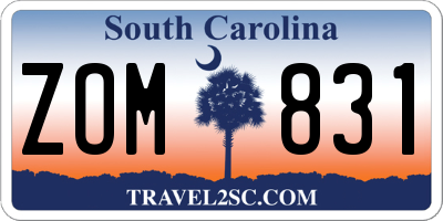 SC license plate ZOM831