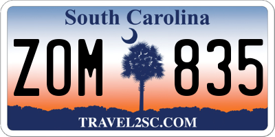 SC license plate ZOM835