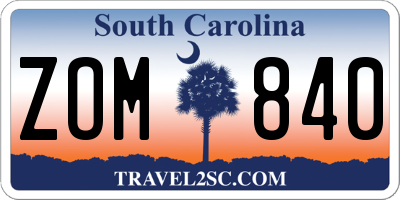 SC license plate ZOM840