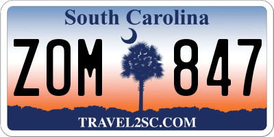 SC license plate ZOM847