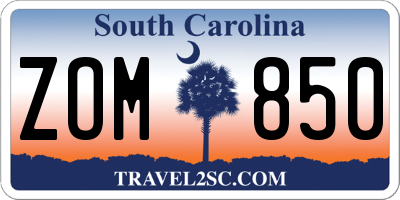 SC license plate ZOM850