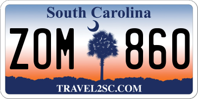 SC license plate ZOM860