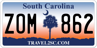 SC license plate ZOM862