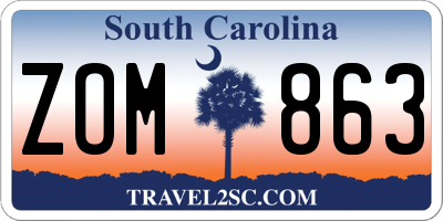 SC license plate ZOM863