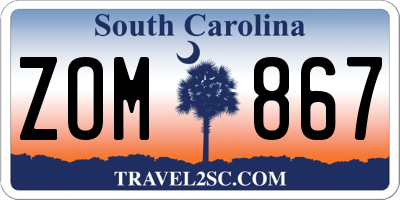 SC license plate ZOM867