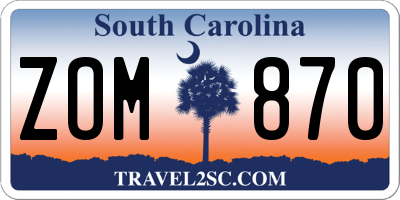 SC license plate ZOM870