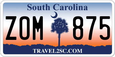 SC license plate ZOM875