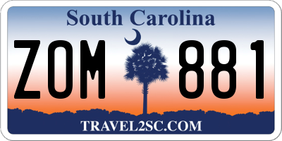 SC license plate ZOM881
