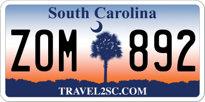 SC license plate ZOM892