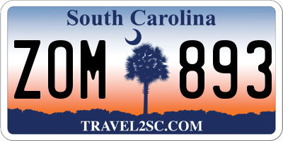 SC license plate ZOM893