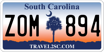 SC license plate ZOM894