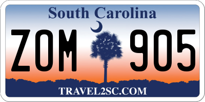 SC license plate ZOM905