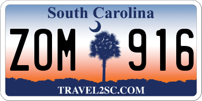SC license plate ZOM916