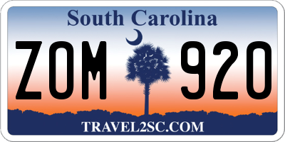 SC license plate ZOM920