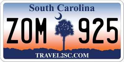SC license plate ZOM925