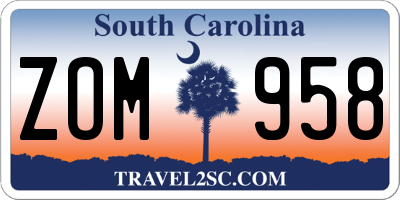 SC license plate ZOM958