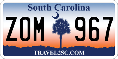 SC license plate ZOM967