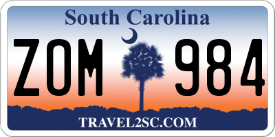 SC license plate ZOM984