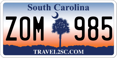 SC license plate ZOM985
