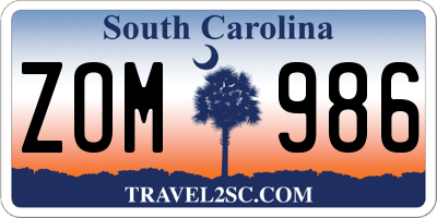 SC license plate ZOM986